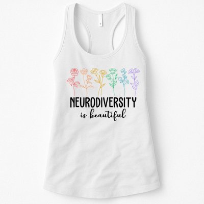 Neurodiversity Is Beautiful Colorful Flowers Womens Tank Top
