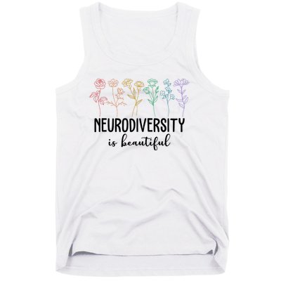 Neurodiversity Is Beautiful Colorful Flowers Tank Top