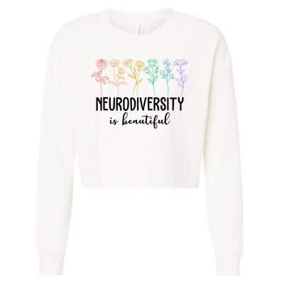Neurodiversity Is Beautiful Colorful Flowers Cropped Pullover Crew