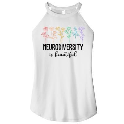 Neurodiversity Is Beautiful Colorful Flowers Women's Perfect Tri Rocker Tank