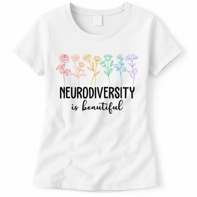 Neurodiversity Is Beautiful Colorful Flowers Womens T-Shirt