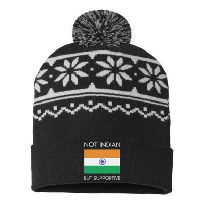 Not Indian But Supportive India Flag National Indian Flag USA-Made Snowflake Beanie