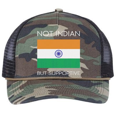 Not Indian But Supportive India Flag National Indian Flag Retro Rope Trucker Hat Cap