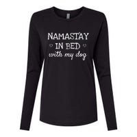 Namastay In Bed With My Dog Namaste Funny Parody Yoga Womens Cotton Relaxed Long Sleeve T-Shirt