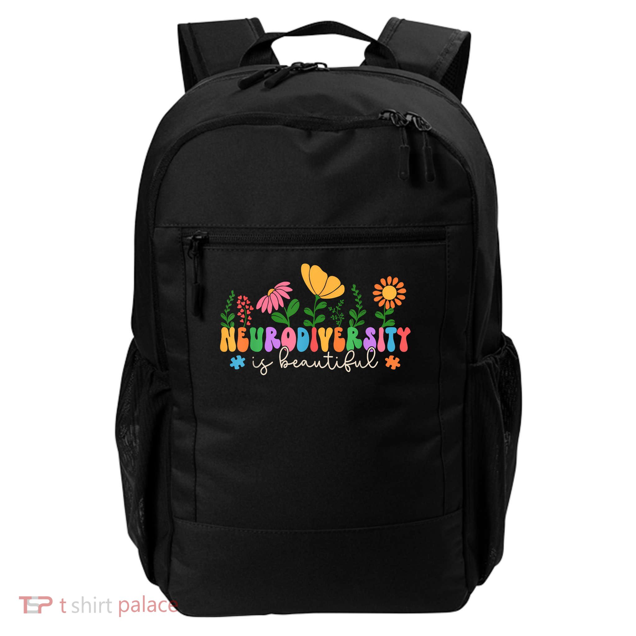 Neurodiversity Is Beautiful Flower SPED AAC Autism Awareness Daily Commute Backpack