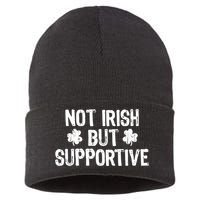 Not Irish But Supportive Funny St Patricks Day Ireland Tee Sustainable Knit Beanie