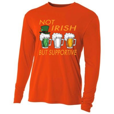 Not Irish But Supportive Ireland Flag Irish Beer St Patricks Gift Cooling Performance Long Sleeve Crew