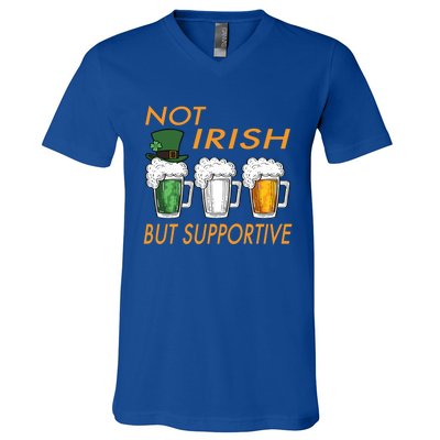 Not Irish But Supportive Ireland Flag Irish Beer St Patricks Gift V-Neck T-Shirt