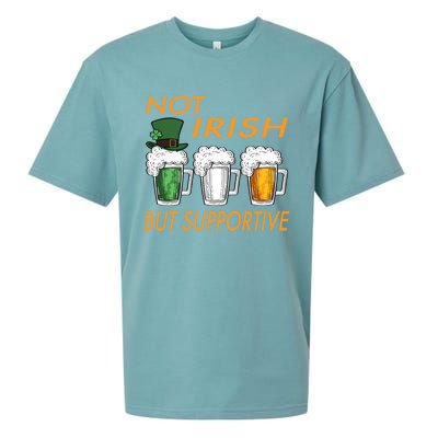 Not Irish But Supportive Ireland Flag Irish Beer St Patricks Gift Sueded Cloud Jersey T-Shirt