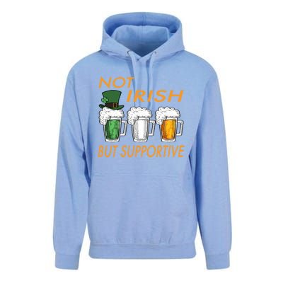 Not Irish But Supportive Ireland Flag Irish Beer St Patricks Gift Unisex Surf Hoodie