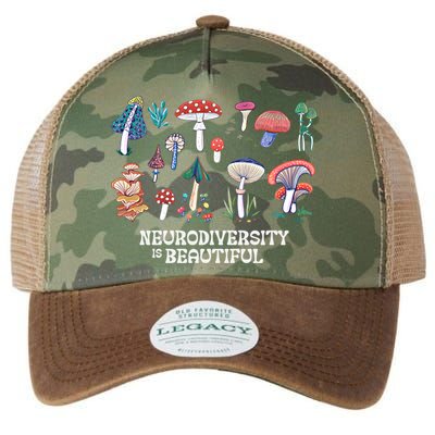 Neurodiversity Is Beautiful Mushroom Autism Awareness Outfit Gift Legacy Tie Dye Trucker Hat