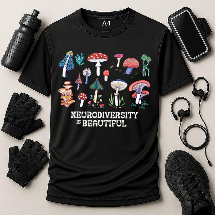 Neurodiversity Is Beautiful Mushroom Autism Awareness Outfit Gift Cooling Performance Crew T-Shirt