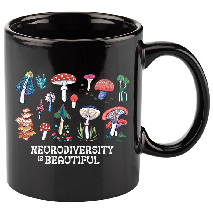 Neurodiversity Is Beautiful Mushroom Autism Awareness Outfit Gift 11oz C Handle Ceramic Mug