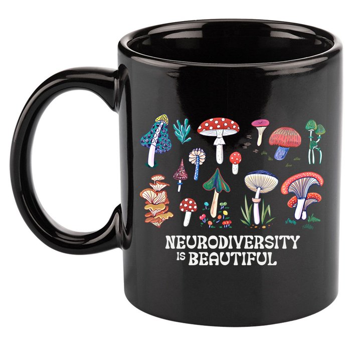Neurodiversity Is Beautiful Mushroom Autism Awareness Outfit Gift 11oz C Handle Ceramic Mug