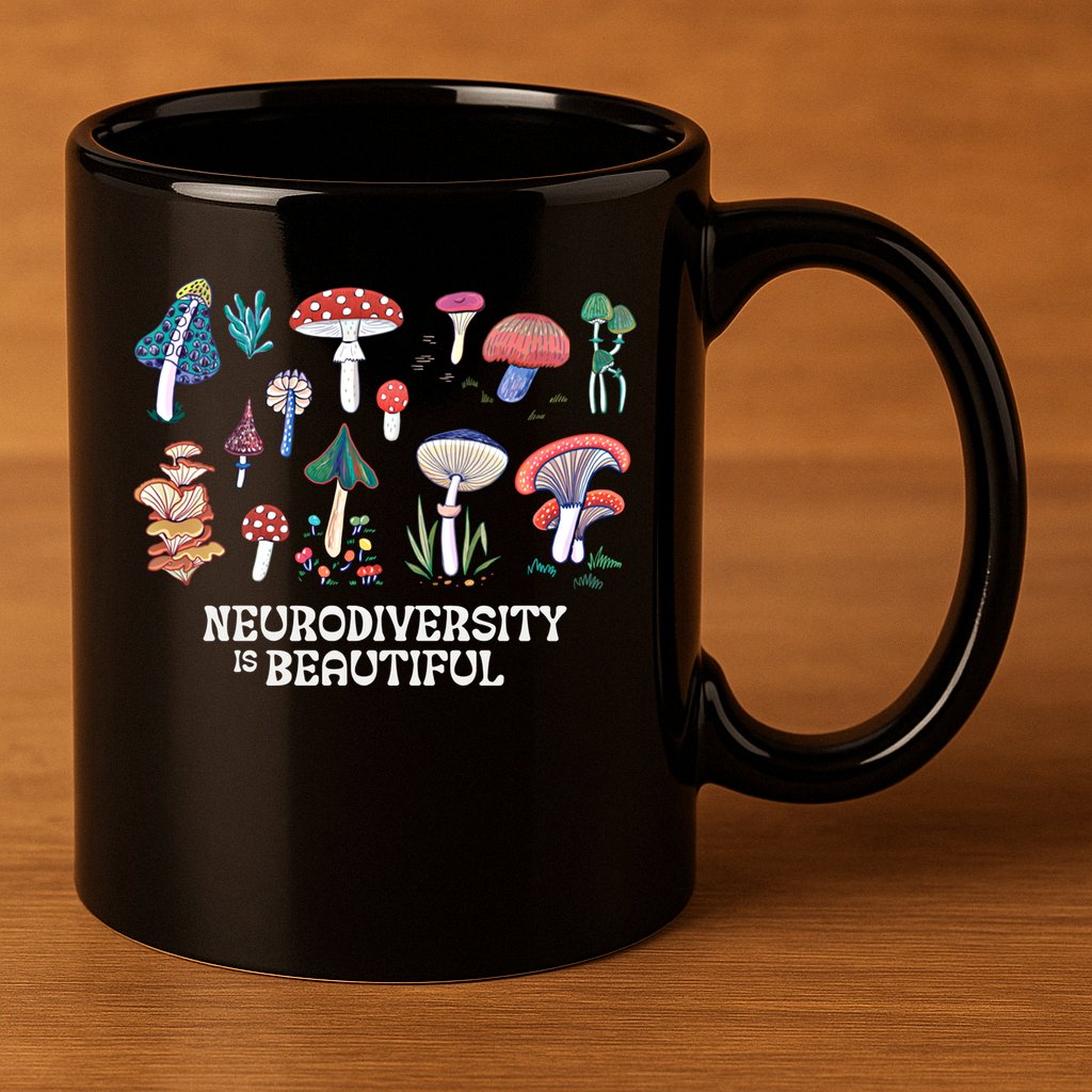 Neurodiversity Is Beautiful Mushroom Autism Awareness Outfit Gift 11oz C Handle Ceramic Mug