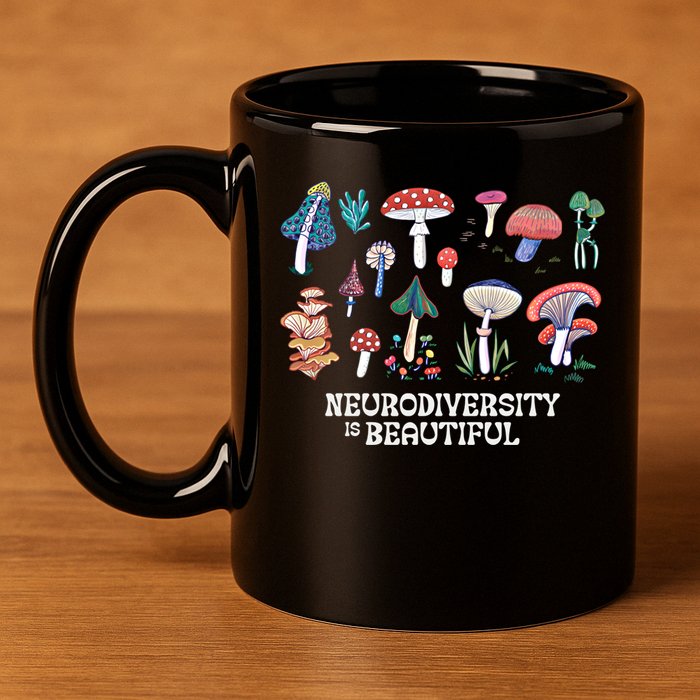 Neurodiversity Is Beautiful Mushroom Autism Awareness Outfit Gift 11oz C Handle Ceramic Mug