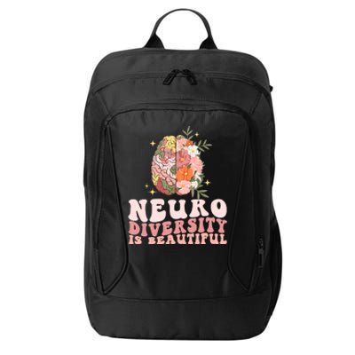 Neurodiversity Is Beautiful Floral Brain Groovy Retro Autism City Backpack