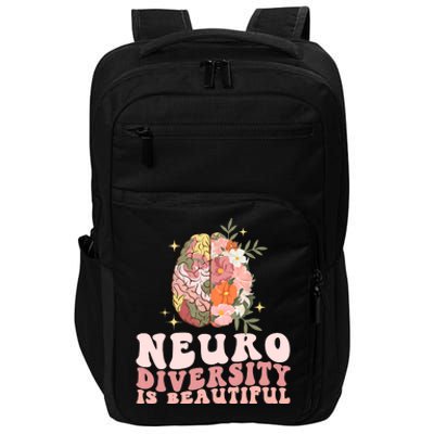 Neurodiversity Is Beautiful Floral Brain Groovy Retro Autism Impact Tech Backpack