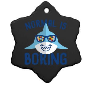 Normal Is Boring Puzzle Sunglasses Shark Autism Awareness Gift Ceramic Star Ornament