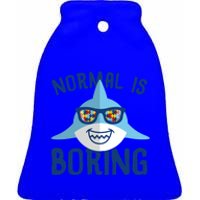 Normal Is Boring Puzzle Sunglasses Shark Autism Awareness Gift Ceramic Bell Ornament