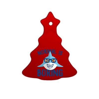 Normal Is Boring Puzzle Sunglasses Shark Autism Awareness Gift Ceramic Tree Ornament