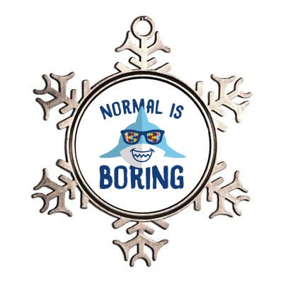 Normal Is Boring Puzzle Sunglasses Shark Autism Awareness Gift Metallic Star Ornament