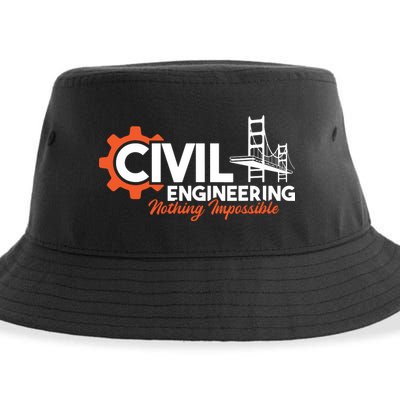 Nothing Impossible Bridge Engineer Civil Engineering Sustainable Bucket Hat