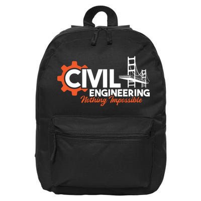 Nothing Impossible Bridge Engineer Civil Engineering 16 in Basic Backpack