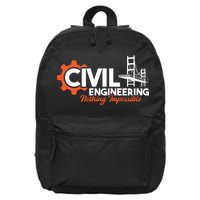 Nothing Impossible Bridge Engineer Civil Engineering 16 in Basic Backpack