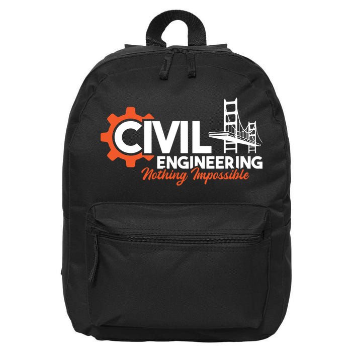 Nothing Impossible Bridge Engineer Civil Engineering 16 in Basic Backpack