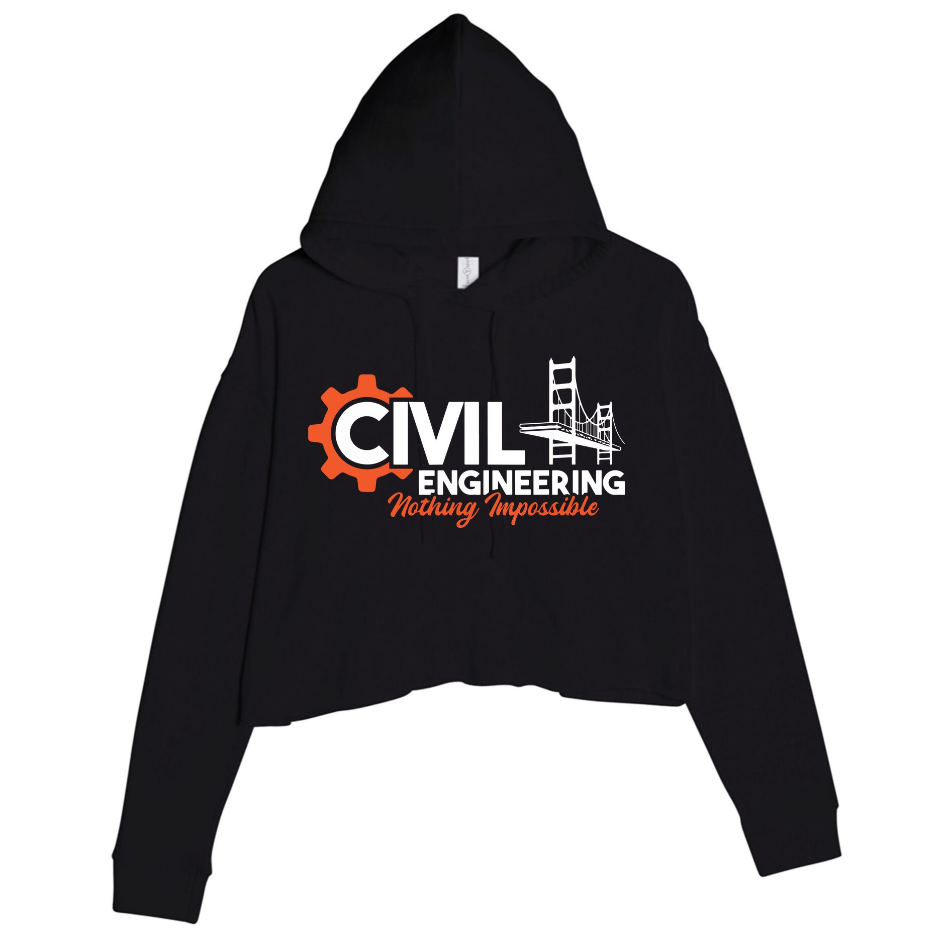 Nothing Impossible Bridge Engineer Civil Engineering Crop Fleece Hoodie