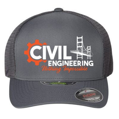 Nothing Impossible Bridge Engineer Civil Engineering Flexfit Unipanel Trucker Cap