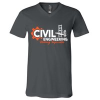 Nothing Impossible Bridge Engineer Civil Engineering V-Neck T-Shirt