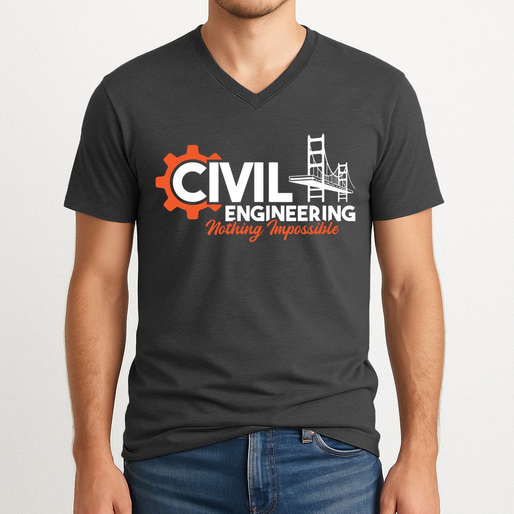 Nothing Impossible Bridge Engineer Civil Engineering V-Neck T-Shirt