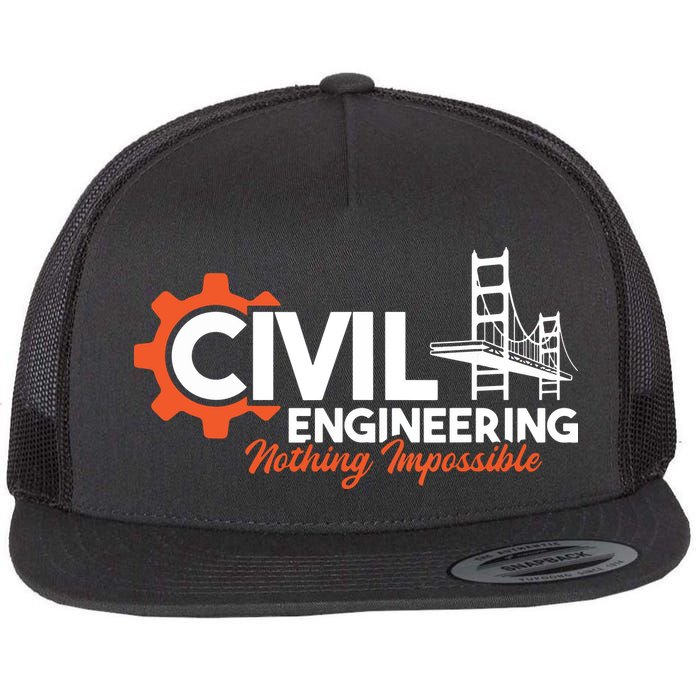 Nothing Impossible Bridge Engineer Civil Engineering Flat Bill Trucker Hat