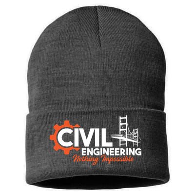 Nothing Impossible Bridge Engineer Civil Engineering Sustainable Knit Beanie
