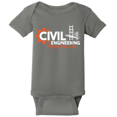 Nothing Impossible Bridge Engineer Civil Engineering Baby Bodysuit