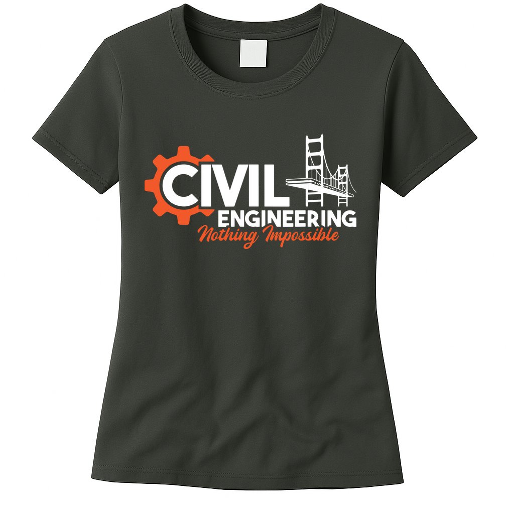 Nothing Impossible Bridge Engineer Civil Engineering Womens T-Shirt