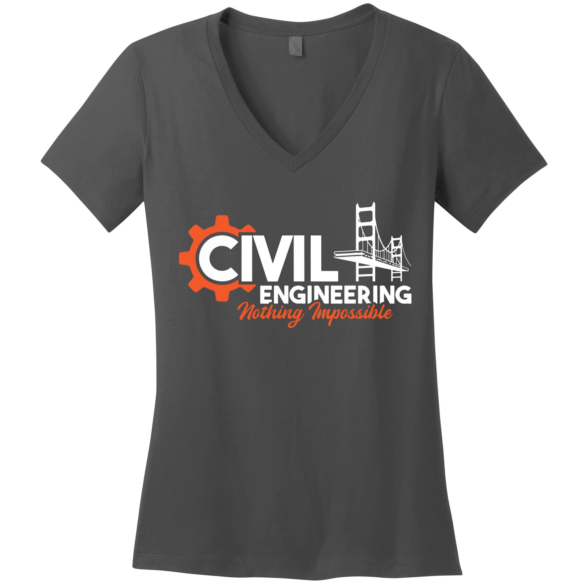 Nothing Impossible Bridge Engineer Civil Engineering Women's V-Neck T-Shirt