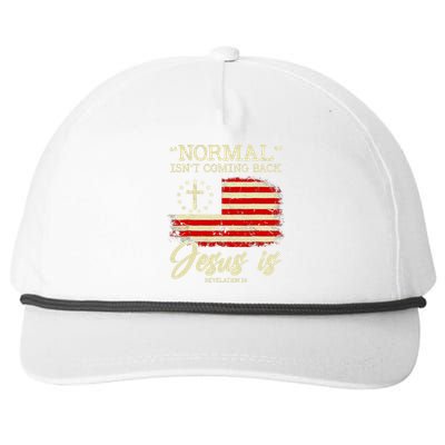 Normal Isn't Coming Back But Jesus Is Revelation 14 Costume Snapback Five-Panel Rope Hat