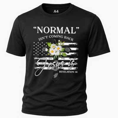 Normal Isn't Coming Back But Jesus Is Revelation 14 Flower Cooling Performance Crew T-Shirt