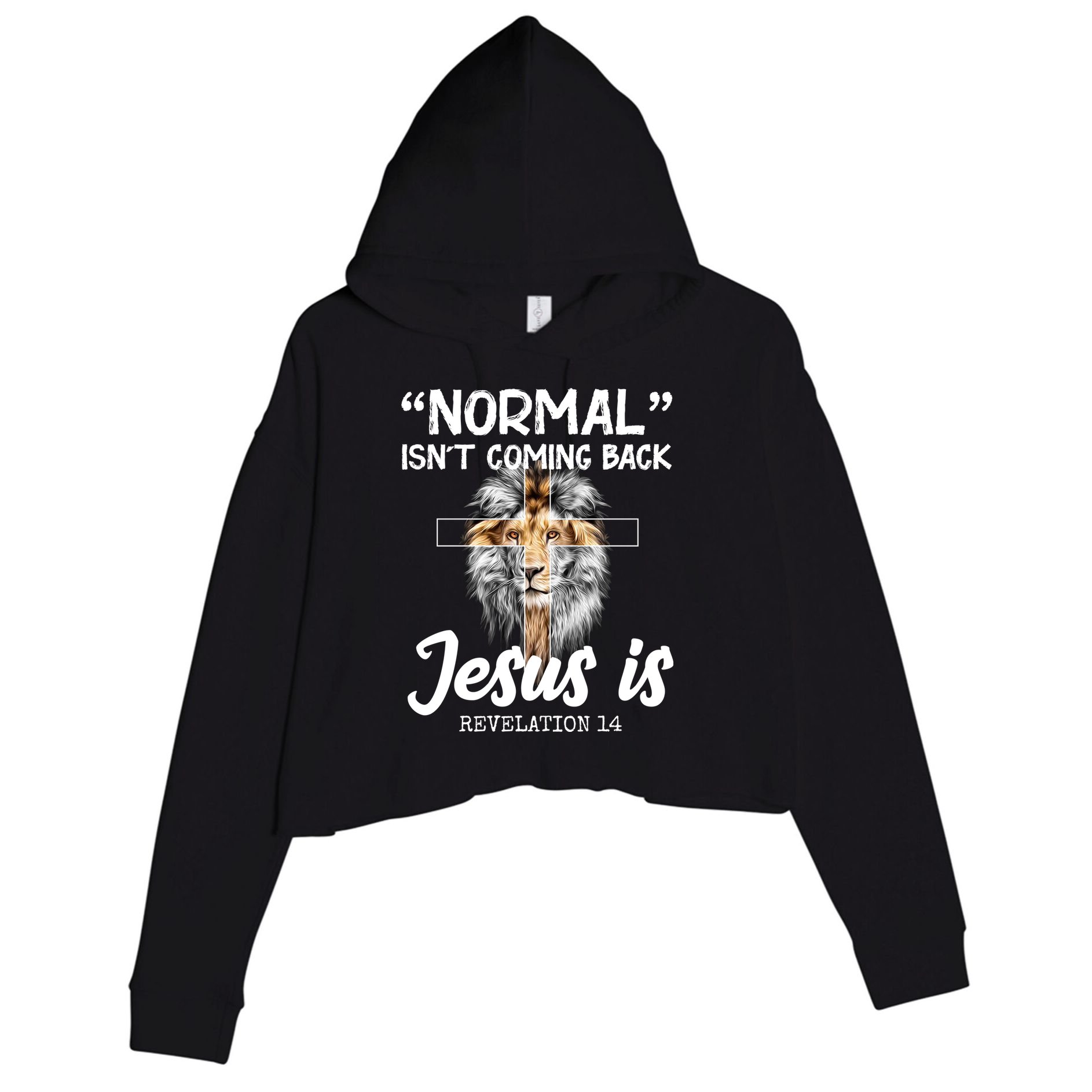 Normal Isn't Coming Back Jesus Is Revelations 14 Crop Fleece Hoodie