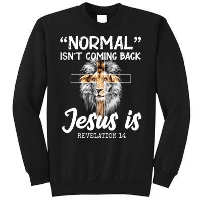 Normal Isn't Coming Back Jesus Is Revelations 14 Tall Sweatshirt