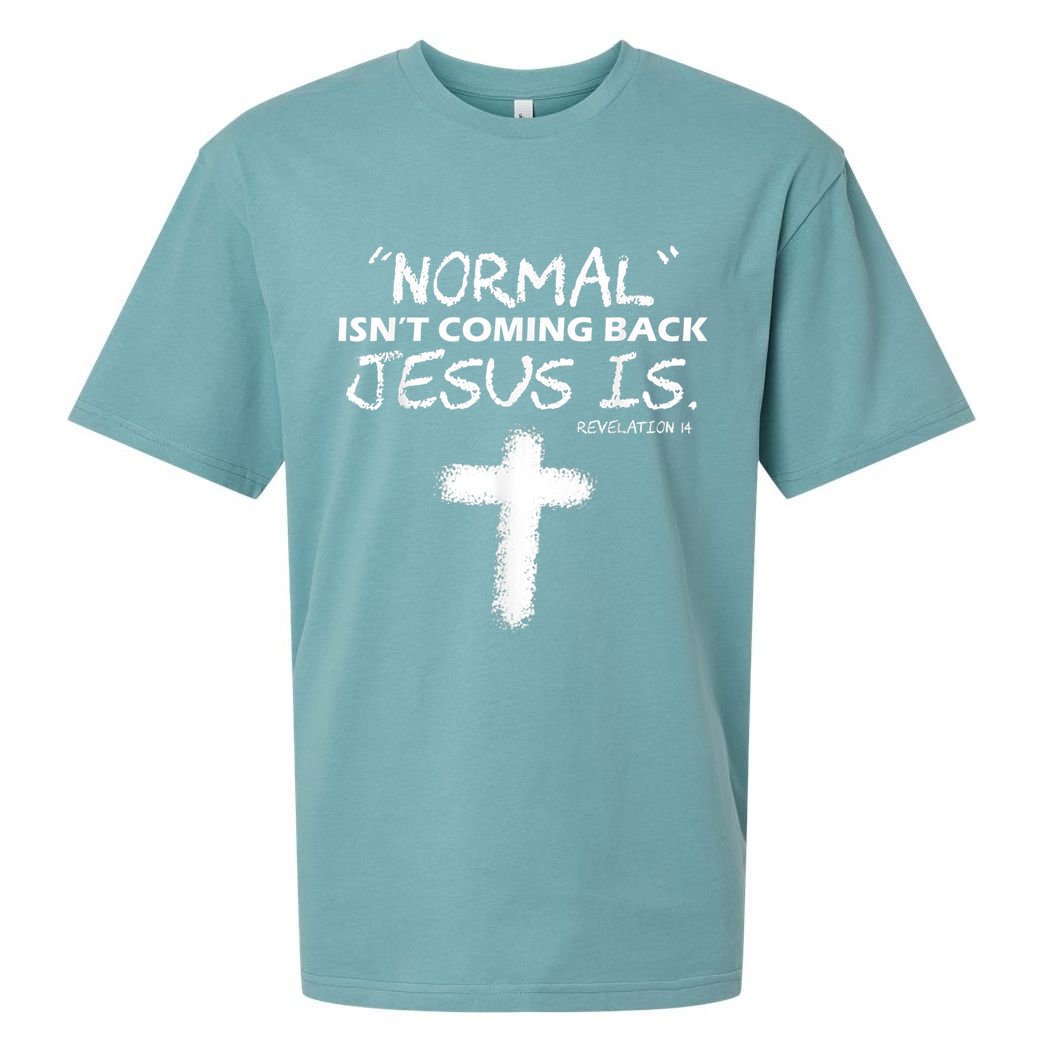 Normal Isnt Coming Back Jesus Is Sueded Cloud Jersey T-Shirt