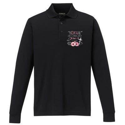 Normal Isnt Coming Back But Jesus Is Revelation 14 Flower Performance Long Sleeve Polo