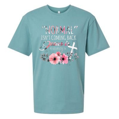 Normal Isnt Coming Back But Jesus Is Revelation 14 Flower Sueded Cloud Jersey T-Shirt