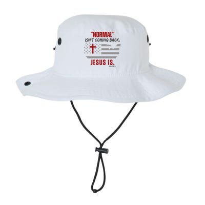 Normal Isnt Coming Back Jesus Is American Flag Cross Bucket Hat