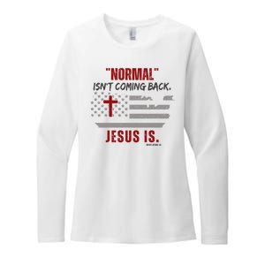 Normal Isnt Coming Back Jesus Is American Flag Cross Womens CVC Long Sleeve Shirt