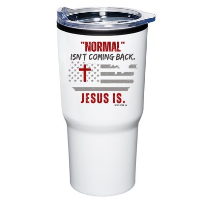 Normal Isnt Coming Back Jesus Is American Flag Cross Tumbler