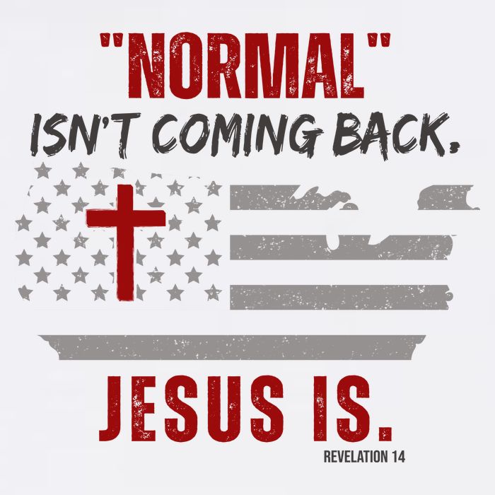 Normal Isnt Coming Back Jesus Is American Flag Cross Youth Performance Sprint T-Shirt